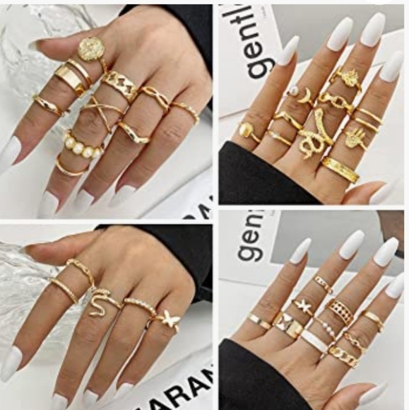 30 Piece Gold Plated Stackable Knuckle Rings NWT - Picture 3 of 6
